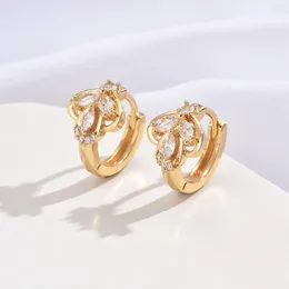 Hoop Earrings Exquisite Small Round Cubic Zirconia Flower Shape Earring Geometric Ear For Women Simple Wedding Fashion Jewellery
