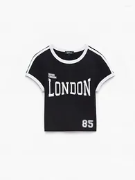 Women's T Shirts American Street Retro T-shirts Short Girls Round-necked Alphabet Nightclubs Sexy