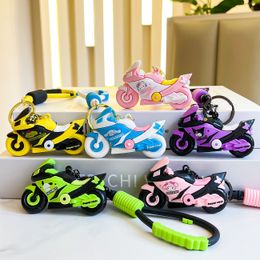 2024 New Cool Motorcycle Keychain Cartoon Doll School Bag Hanging Accessories Couple Car Keychain Accessories Small Gift Factory Wholesale in Stock