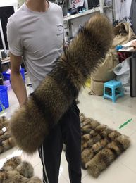 100 Real Natural Fur Collar Large Raccoon Fur Scarf 50cm 70cm Winter Male Coat Male Parka Hooded Scarves Women Diy 243595349