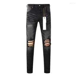 Women's Pants High Quality 2024 Purple ROCA Brand Jeans Fashion Street Black Hole Repair Low-rise Tight Size 28-40