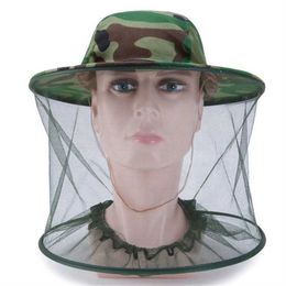 Wide Brim Hats Bucket Hats Camouflage male fishing cap bee and insect proof net insect proof net outdoor fishing cap with sunshade 240424