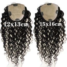 Toppers Injected Silk Skin Base Human Hair Women Topper 12x13cm Curly Virgin European Hair Toupee Clips In Hairpiece Natural Scalp Top