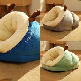 E Cat Carriers Houses Cute slider shaped dog bed warm soft wool house in winter suitable for small medium-sized dogs foldable and washable pet sleep products 240426