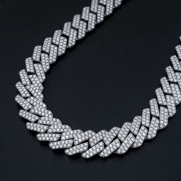 Selling 10mm Hip Hop Jewelry Necklace 925 Sterling Silver Moissanite Diamond Cuban Chain Necklace