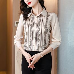 Runway Vintage Stars Print Womens Ladies Top Shirt Blouse Collar Button Font Long Sleeve Casual Party OL Office Vacation Workwears Spring Summer Fall Dropshipping