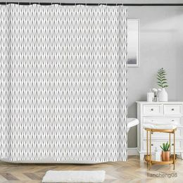 Shower Curtains Gray Stripe Geometric Pattern Shower Curtains Bathroom Curtain Frabic Waterproof Polyester Bath Curtain Decoration