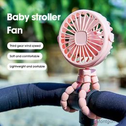 Electric Fans Baby Stroller Fan Hand Held Rechargeable USB Bicycle Portable FanSmall Folding Mini Ventilator Silent Outdoor Cooler Neck Fan