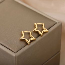 Stud Geometric Star Earrings For Women Stainless Steel Star Hoop Earring Girl Jewellery Gift Charm Hypoallergenic Accessories Brincos d240426