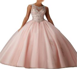 Sexy Scoop Sheer Neck 2018 Women Quinceanera Dresses Ball Gown Sleeveless Floor Length Debutante Dresses Great Applique 15 Girl Pr9026404