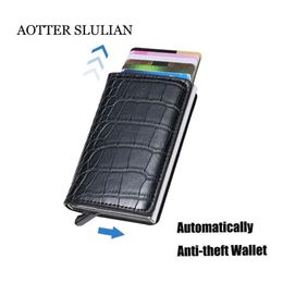 Wallets Rfid Smart Anti-theft Unisex Holders Business ID Card Case Fashion Soft Leather Automatically Pops Up Purses327s