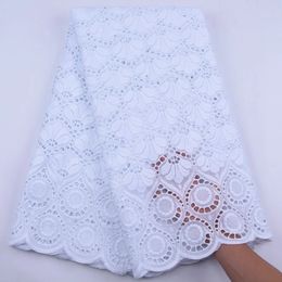 Latest Design 100% Cotton African Lace Fabric High Quality Lace Pure White Nigerian Swiss Voile Lace In Switzerland S1944 240417