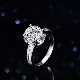 Bull Head Classic S925 Sier Ring 3 Mosan Diamond Ring Female Double Row Diamond Ring Dove Egg Wedding Ring Live Broadcast