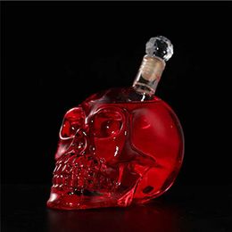 Bar Tools Skull Bottle Glass Cup Set Crystal Skull Wine Bottle Glass Wine Bottle Glass Wine Bottle Transparent Whiskey Cocktail Bar 240426