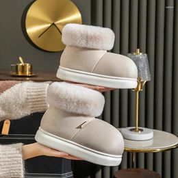 Slippers Thick Soled Cotton Women Winter Plush Indoor Household Bag Heels Shoes Insulation Comfortable Korean