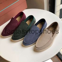 Loro Piano LP original slip Italian suede on Pure Slip-on shoe flat soled casual loafer men's shoes with si feeling Shoes