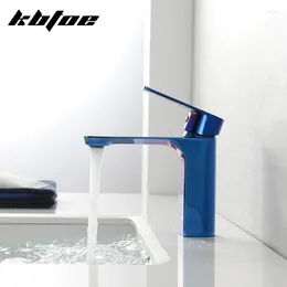Bathroom Sink Faucets Copper Single Handle Double Control And Cold Water Household Basin Faucet Under Counter Blue