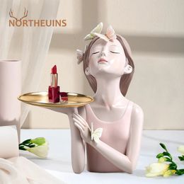 NORTHEUINS Resin Butterfly Girl Figurines Character Model Art Modern Storage Statues Home Living Room Desktop Decor Objects Item 240411