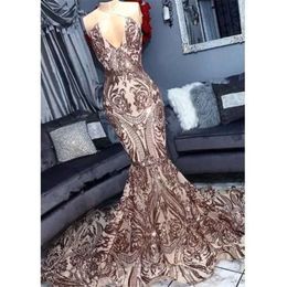 Mermaid Halter Rose Gold Sequins Long Prom Dresses 2019 Illusion Ruched Floor Length Formal Party Wear Gowns Bc1563