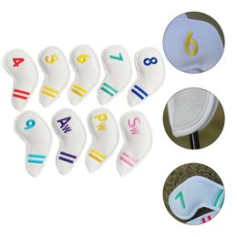 9 Pcs Putter Golf Club Cover Golfs Protective Iron Head Protector Colourful Digital Covers Man 240425