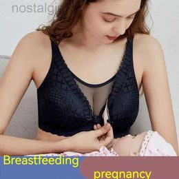 Maternity Intimates New Breastfeeding Bra Ultra Thin Gathered Anti Sagging Soft Comfortable Breathable Pregnant Womens Breastfeeding Bra d240426