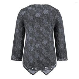 Women's Blouses Buttons Decor Pullover Tops Women Loose Blouse Floral Print Patchwork Irregular Hem V-neck Office Lady Shirt Stylish