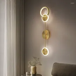 Wall Lamps Modern Sconce Light Fixture Indoor Lighting Bedside Lamp Led Home Decor Corridor Bedroom Living Room Acrylic Art Round Gold