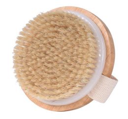 Round Natural Boar Bristles Massage Brush Cellulite Circulation SPA Massage Bamboo Handle Shower Body Brush Back Massage9594679