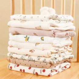 Blankets Cotton Swaddle Blanket Baby Floral Print Muslin Diaper Born Crinkle Fabric Stroller Cover