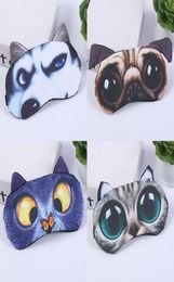 Berets Eye Mask Eyeshade Cover Shade Natural Sleeping Patch Cute Cat Dog Sleep Women Men Soft Blindfold Travel Eyepatch1952462