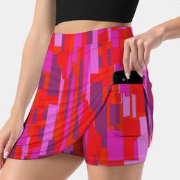 Skirts Retro 60S Crackle Glass Pattern Party Disco Women's Skirt With Pocket Vintage Printing A Line Summer Clothes