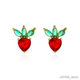 Dangle Chandelier Korean Small Fresh Crystal Zircon Fruit Stud Earrings Cute Girls Grape Cherry Strberry Peach Earrings Women Fashion Jewelry