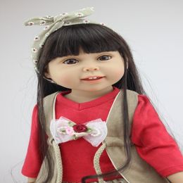 18 inch Girl American Dolls Full Vinyl Silicone Handmade Real Lifelike Baby Toy Finished Doll Christmas Gift286L