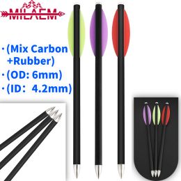 Arrow 6/12/24Pcs Archery Crossbow Arrows Mix Carbon Shaft OD6mm ID4.2mm with Rubber Feather Outdoor Bow Shooting Hunting Accessories