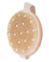 New Body Brush for Wet or Dry Brushing Natural Bristles with Massage Nodes Gentle Exfoliating Improve Circulation3160052