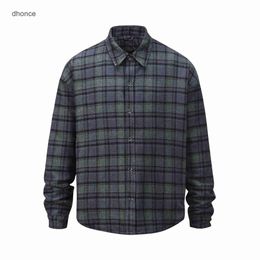 Men's Designer Hoodie sshigh Street Super Hot Ins Flannel Plaid Shoulder Pad Shirt Jacket Popular Mens Loose Cotton Thickened 2C9S