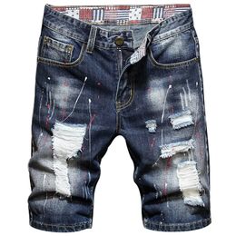 Mens Ripped Short Jeans Clothing Bermuda Cotton Shorts Breathable Denim Male Fashion Size 2840 240417