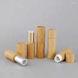 Storage Bottles 100pcs 5g Bamboo Wood Lipstick Tube Package High-grade Wax Colour Makeup Empty Cosmetics Packaging Spot For Home Or Outdoor