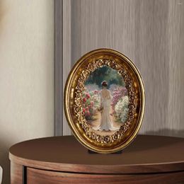 Frames Resin Oval Picture Frame 14.8x18.7cm Tabletop Display And Wall Hanging Retro Styled For Home Kitchen Versatile Decorative