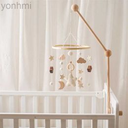 Mobiles# Baby Rattle Toy Wooden Bed Bell Bracket Mobile Hanging Bracket Toys Hanger Baby Crib Mobile Bed Bell Wood Toy Holder Arm Bracket d240426