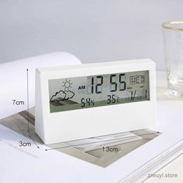Desk Table Clocks Thermo-Hygrometer Clock Creative Weather Display Electronic Alarm CLock Desktop Table Decor For Living Room Bedroom