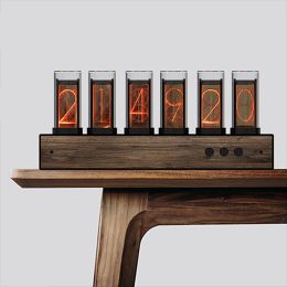 Clocks Nixie Glow Tube Clock LED Wood Table Digital Watch Clocks Vintage Luxury Modern RGB Creative Electronic Desktop Clock Gift Ideas