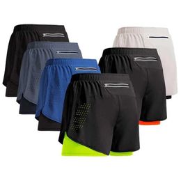 Men's Shorts 2024 Mens Sports Shorts Double layered Train Shorts Summer 2-in-1 Beach Mens Sports Wear Running Shorts J240426