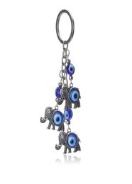 1pc Blue Evil Eye Charms Keychain Elephant Pendent Key Chain Alloy Tassel Car Key Chain Fashion Jewellery Gifts2966615