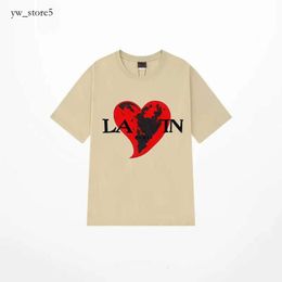 Lanvins Brand Men's T-shirts Designer Luxury Classic T Shirt Chest Letter Printed Lavins Shirt High Street Lanvin Tshirts Shoe Cotton Loose Tees