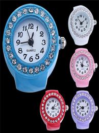 3Fashion Quartz Finger Ring Watch Lady Wristwatches Girl Watch Silicon Watches Round Watch Rhinestone Elastic Watches Gift300U4829218