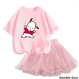 Clothing Sets Summer Baby Girls Set Pochacco Graphic T-Shirt Tutu Skirts 2Pcs Suit Children Fashion Kids Princess Dress Outfits