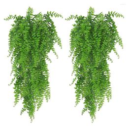 Decorative Flowers 2 Pcs Artificial Green Outdoor Decors Greenery Leaves Wall Fake Hanging Spring Decorations