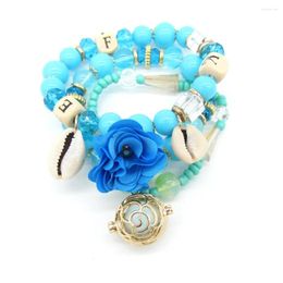 Charm Bracelets 2024 Arrival Fabric Flower Multi Beads Rose Locket Essential Oil Diffuser Bracelet Bohemia Shell Holiday Jewellery