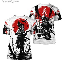 Men's T-Shirts Summer retro Japanese samurai T-shirt mens cotton casual short sleeved top O-neck oversized punk street clothing 6xl Q240425